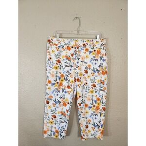 St. John's Bay Floral Capri Pants Cropped Colorful Spring Summer Size‎ 10